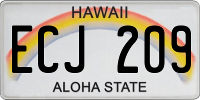 HI license plate ECJ209