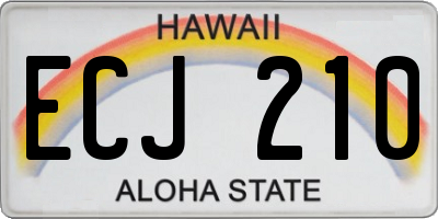 HI license plate ECJ210