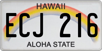 HI license plate ECJ216