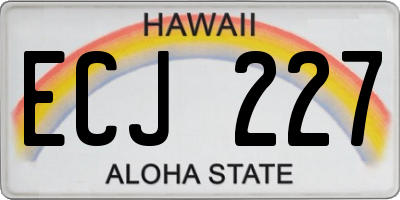 HI license plate ECJ227