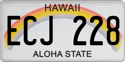 HI license plate ECJ228
