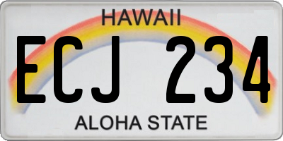 HI license plate ECJ234