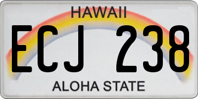 HI license plate ECJ238
