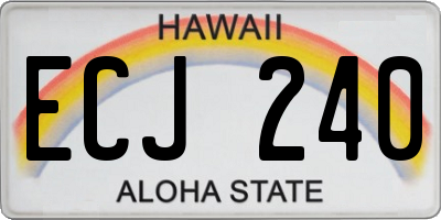 HI license plate ECJ240