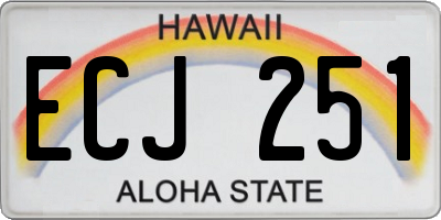 HI license plate ECJ251
