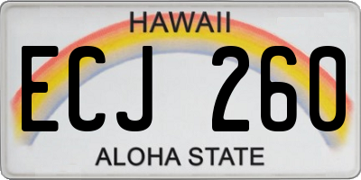 HI license plate ECJ260