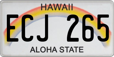 HI license plate ECJ265