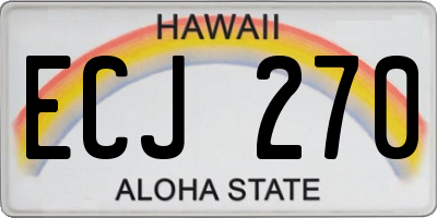 HI license plate ECJ270