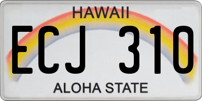 HI license plate ECJ310