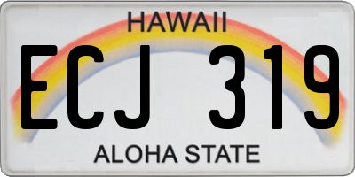 HI license plate ECJ319