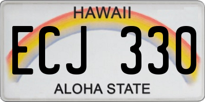 HI license plate ECJ330