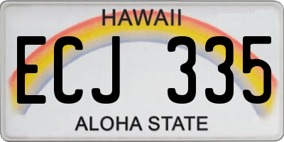 HI license plate ECJ335