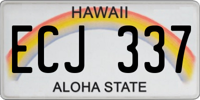 HI license plate ECJ337
