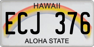 HI license plate ECJ376