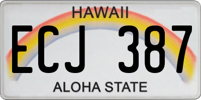 HI license plate ECJ387