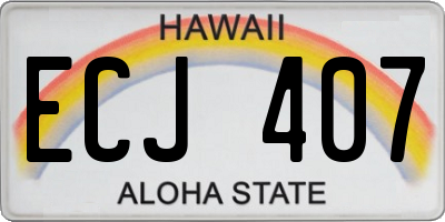 HI license plate ECJ407