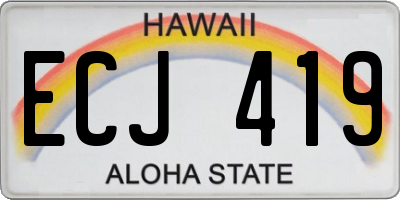 HI license plate ECJ419