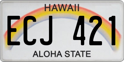 HI license plate ECJ421