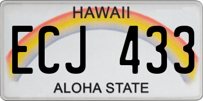 HI license plate ECJ433