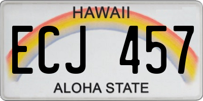 HI license plate ECJ457