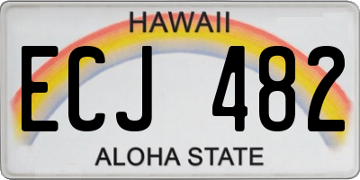 HI license plate ECJ482