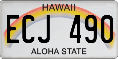 HI license plate ECJ490