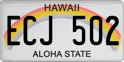HI license plate ECJ502