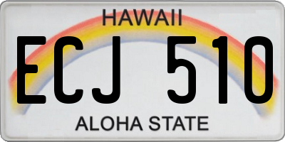 HI license plate ECJ510