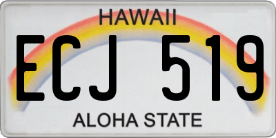 HI license plate ECJ519