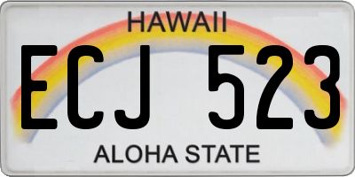 HI license plate ECJ523