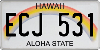 HI license plate ECJ531