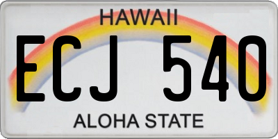 HI license plate ECJ540