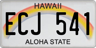 HI license plate ECJ541