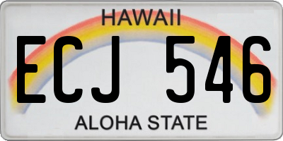 HI license plate ECJ546