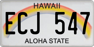 HI license plate ECJ547