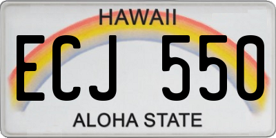 HI license plate ECJ550