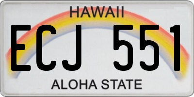 HI license plate ECJ551