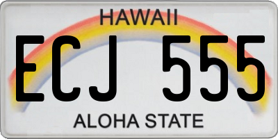 HI license plate ECJ555