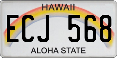 HI license plate ECJ568