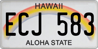 HI license plate ECJ583
