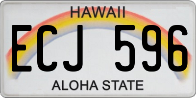 HI license plate ECJ596