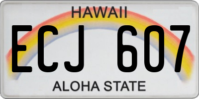 HI license plate ECJ607