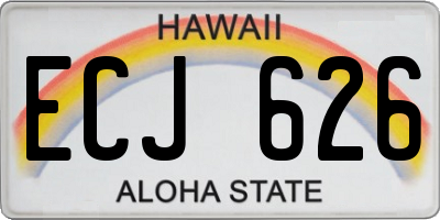 HI license plate ECJ626
