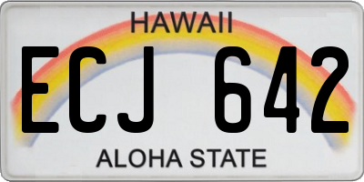 HI license plate ECJ642