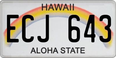 HI license plate ECJ643