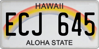 HI license plate ECJ645