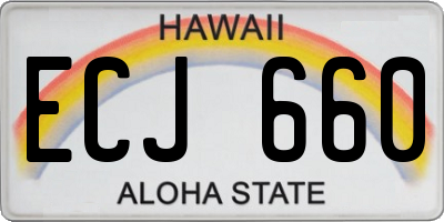 HI license plate ECJ660