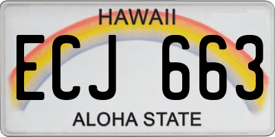 HI license plate ECJ663