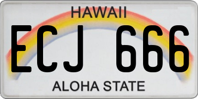 HI license plate ECJ666