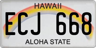 HI license plate ECJ668